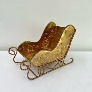 Kennicott Brothers Gold Xmas Sleigh Christmas Decor Santa Home decor Photoshoot
